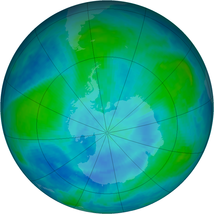 Antarctic ozone map for 19 February 1986